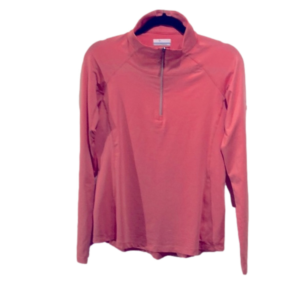 COLUMBIA peach zip up jersey top, medium